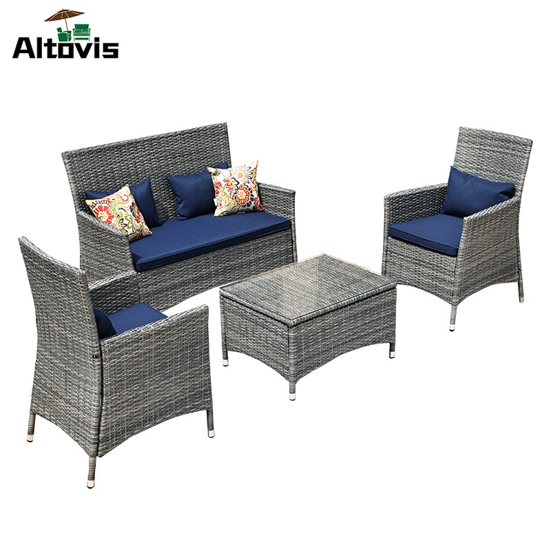 new design all weather leisure balcony conversation garden set outdoor furniture sofa with cushions