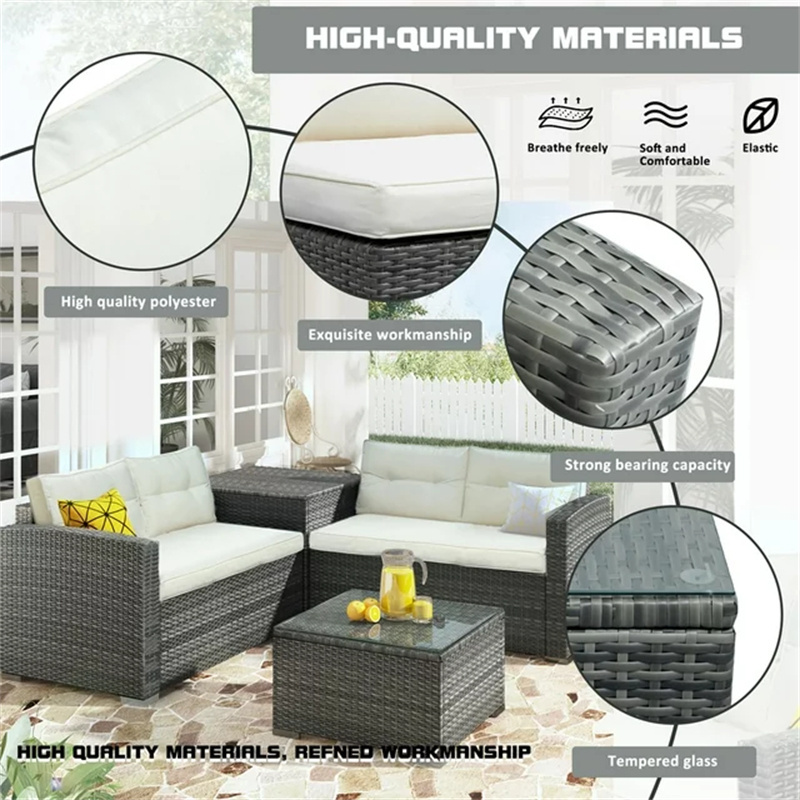 Wholesale Sectional Modular Rattan Sofa Set Patio Outdoor Garden Furniture with Seat Cushions