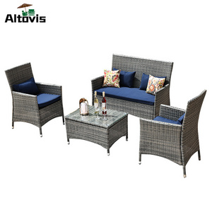 new design all weather leisure balcony conversation garden set outdoor furniture sofa with cushions