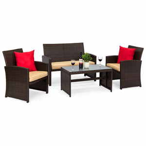 Restaurant brown wicker casual comfortable patio garden furniture rattan chair and table set