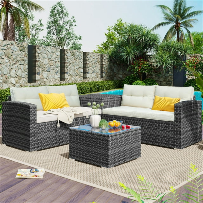 Wholesale Sectional Modular Rattan Sofa Set Patio Outdoor Garden Furniture with Seat Cushions