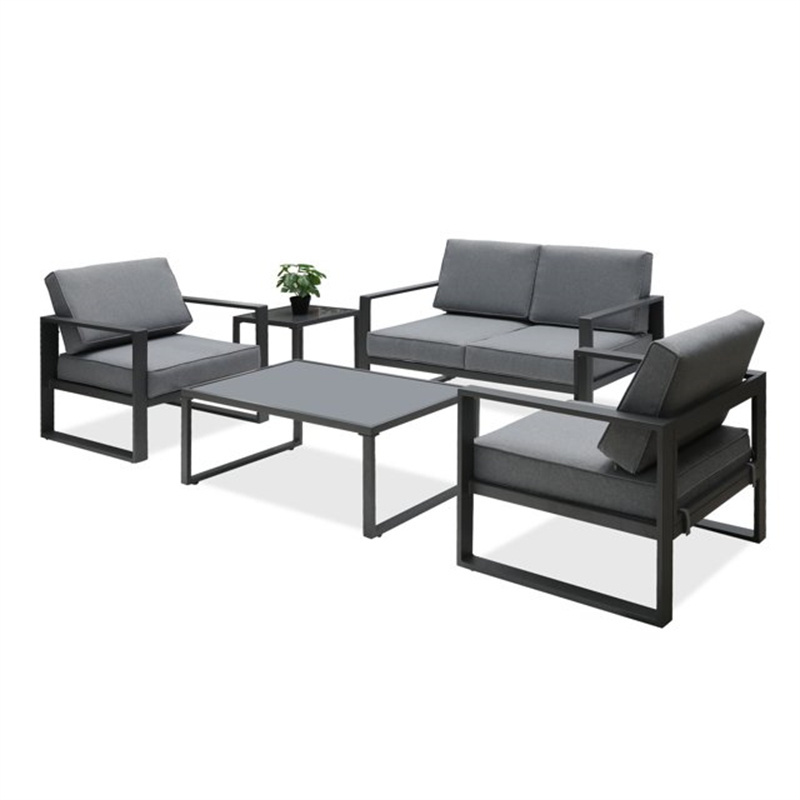 modern metal sectional sofa aluminum patio furniture all season outdoor couch conversation set with coffee table