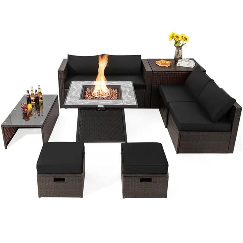 Altovis custom 8-10 person affordable small black wicker patio furniture set for homes