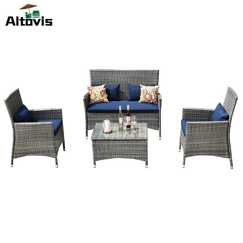 new design all weather leisure balcony conversation garden set outdoor furniture sofa with cushions