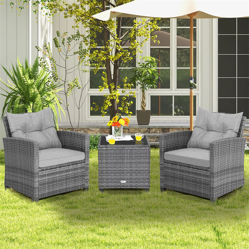 high-style outdoor wicker rattan 2-seaters conversation set patio outdoor cafe furniture for bistro