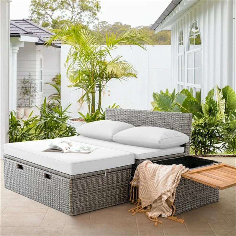 chinese factory custom luxury patio furniture couch sofa white cover outdoor daybed with thick cushions