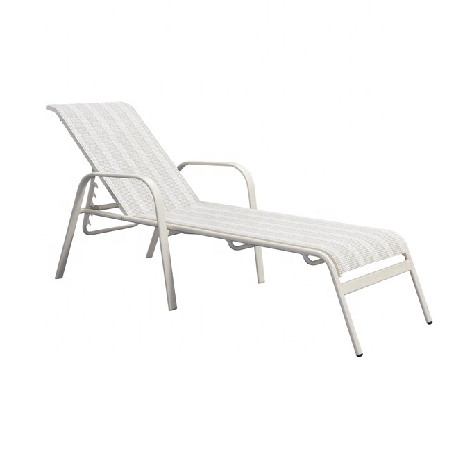 White Exterior Patio Garden Sun Lounger Sunbed Furniture Outdoor Beach Poolside Aluminium Pool Chaise Lounge Chair