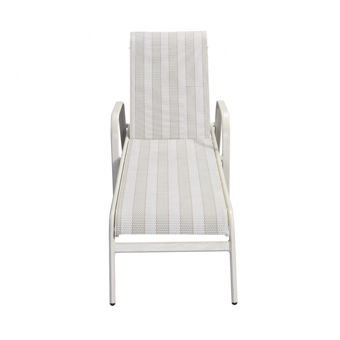 White Exterior Patio Garden Sun Lounger Sunbed Furniture Outdoor Beach Poolside Aluminium Pool Chaise Lounge Chair