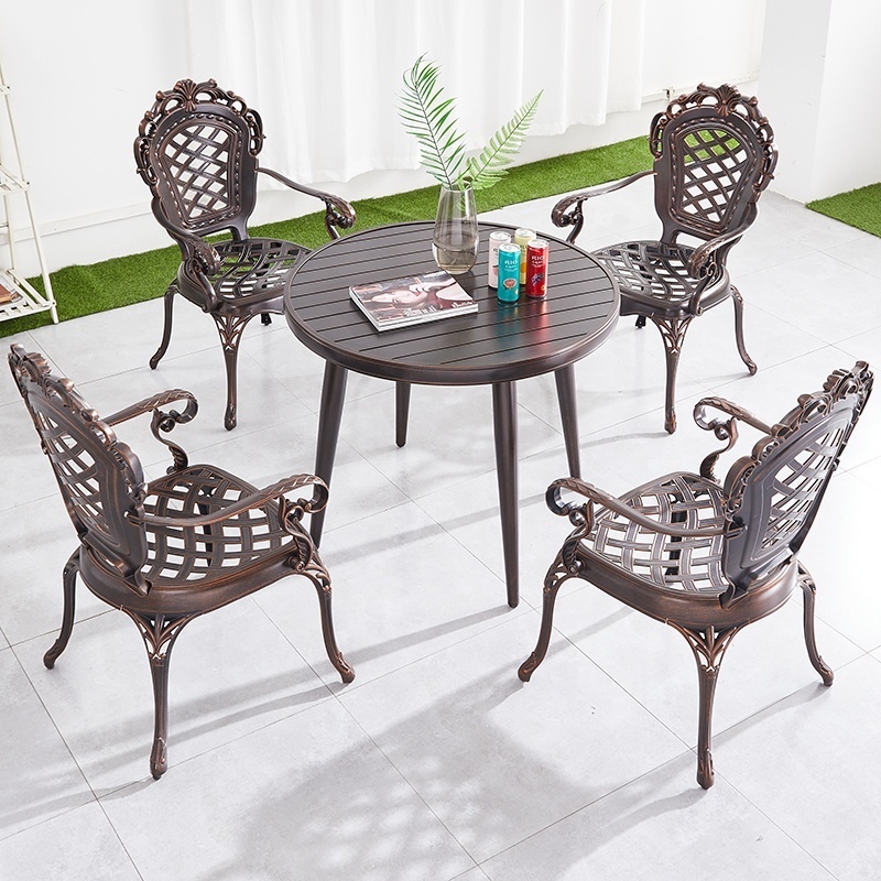 Durable Stackable Cafe Cast Small Round Table Set Backyard French Bistro Outdoor Aluminum Chair and Table for Restaurant