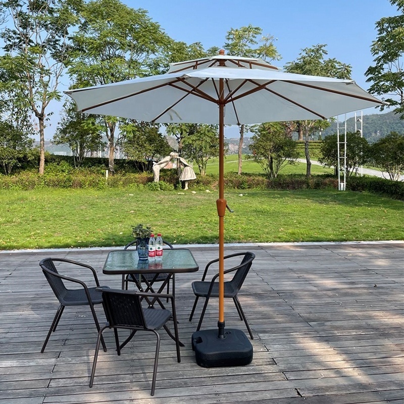 Outdoor Chinese Beach Garden Sun Shade Stone Umbrella Patio Furniture Aluminum Restaurant Large Size Waterproof Parasol