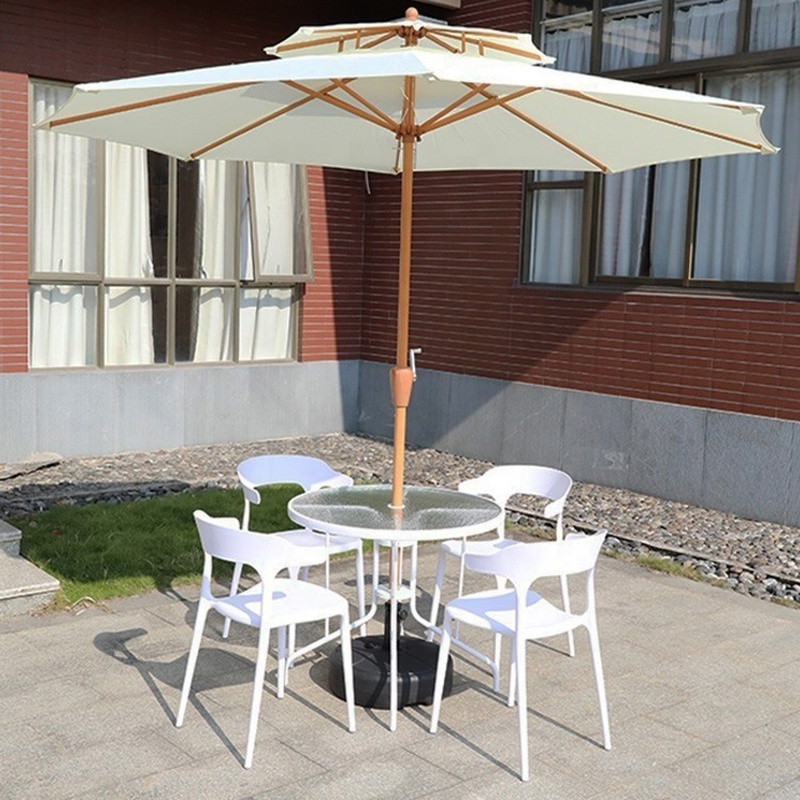 Outdoor Chinese Beach Garden Sun Shade Stone Umbrella Patio Furniture Aluminum Restaurant Large Size Waterproof Parasol