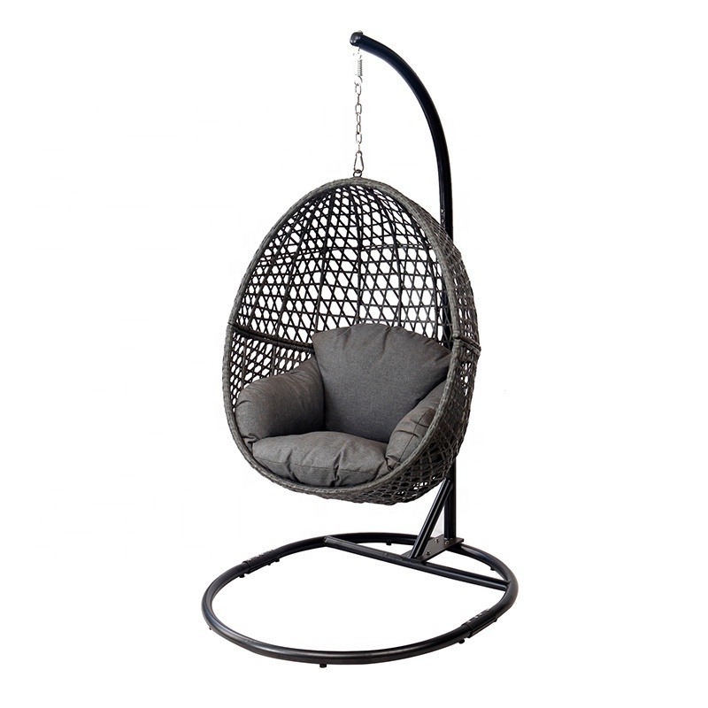 KD Design Foldable Modern Wicker Patio Balcony Furniture Outdoor Garden PE Rattan Egg Swing Hanging Seat Chair