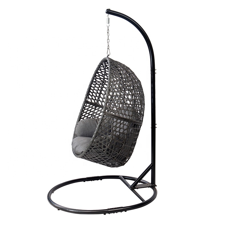 KD Design Foldable Modern Wicker Patio Balcony Furniture Outdoor Garden PE Rattan Egg Swing Hanging Seat Chair