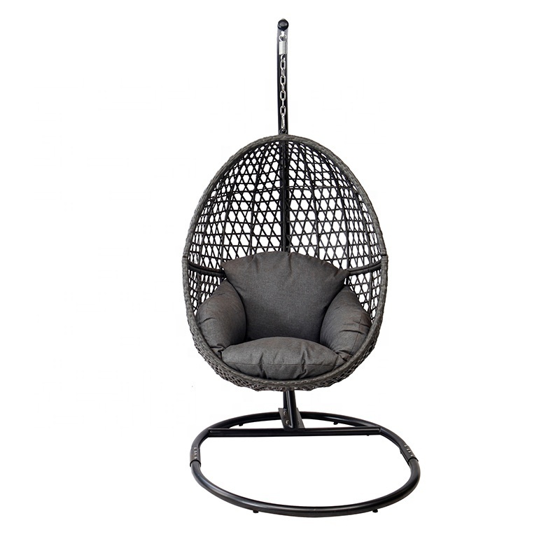 KD Design Foldable Modern Wicker Patio Balcony Furniture Outdoor Garden PE Rattan Egg Swing Hanging Seat Chair