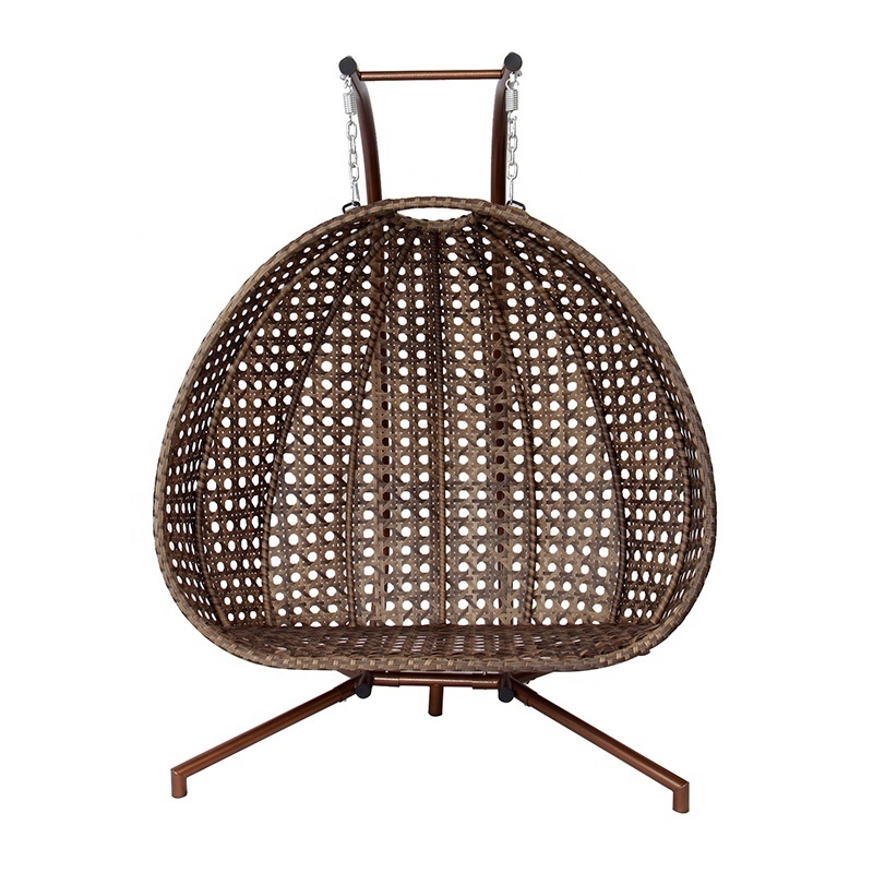 European Outdoor Garden Furniture Patio Balcony Double Rattan Hanging Egg Chair for Adults