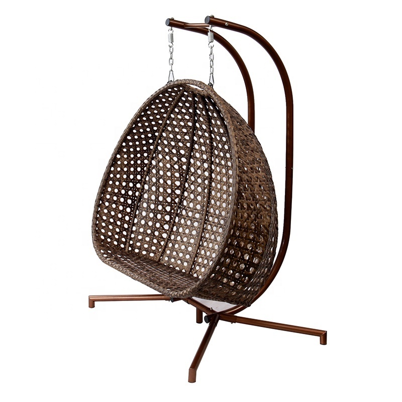 European Outdoor Garden Furniture Patio Balcony Double Rattan Hanging Egg Chair for Adults