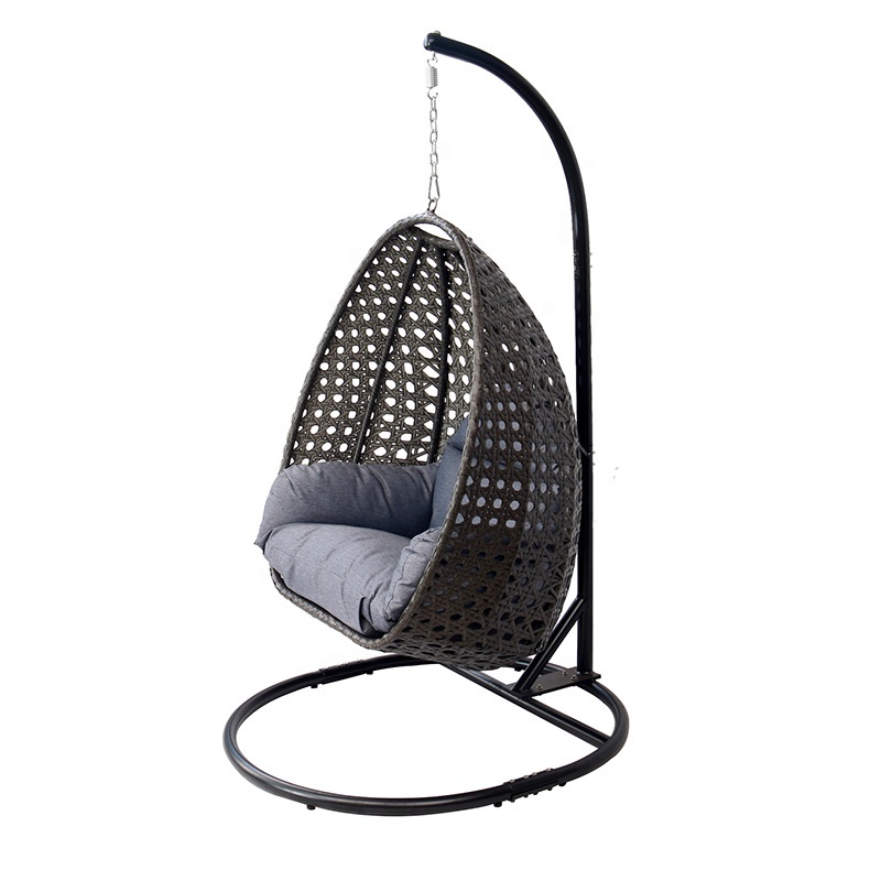 Egg Shape Patio Wicker Furniture Outdoor Garden Rattan Hanging Basket Rocking Swing Chair