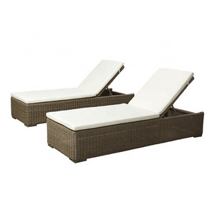 Brown Modern Exterior Pool Wicker Lounge Sunbed Furniture Outdoor Garden Patio Rattan Sun Chaise Loungers Chair