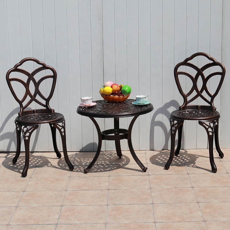 Portable Restaurant Casting Aluminum Patio Set Luxury Terrace Furniture Party Dining Square Table and Chair Set for 2