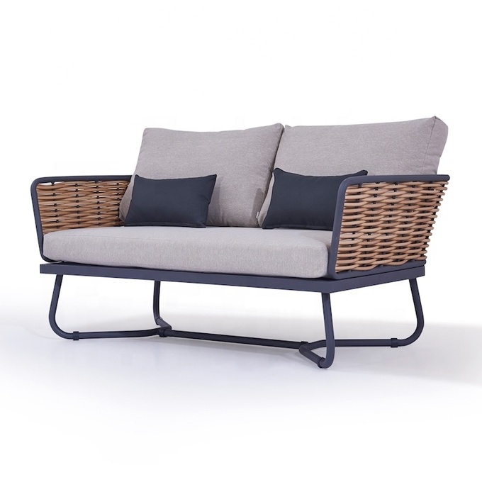 Best Sale Modern Garden Wicker Couch Seactional Loveseat Furniture Outdoor Patio Aluminum Rattan Sofa Set