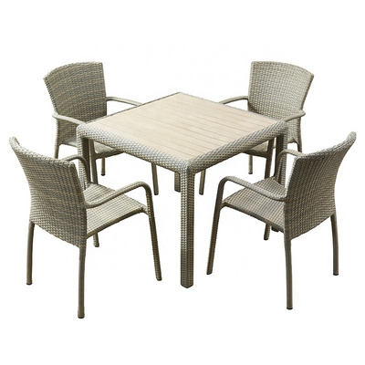 Best Backyard Patio Wicker 5 Piece Dining Set Furniture Outdoor Patio Rattan Aluminum 4 Chairs Table for Restaurant