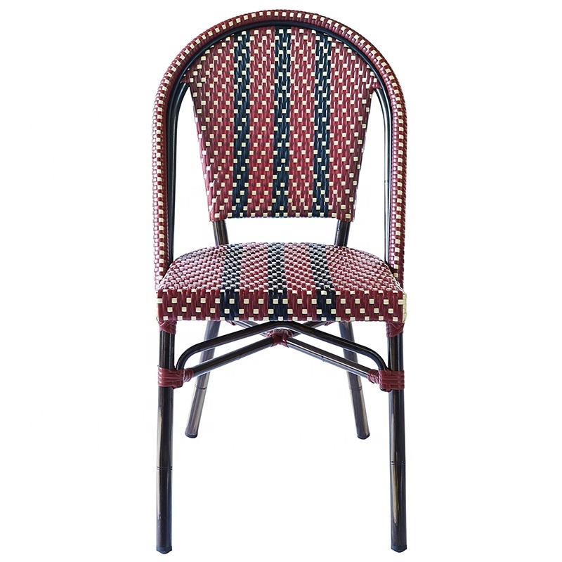 Bamboo Look French Patio Furniture Outdoor Aluminum Rattan Bistro Chair for Cafe