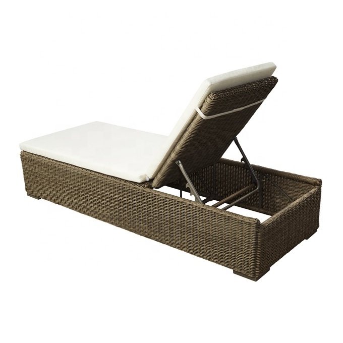 Brown Modern Exterior Pool Wicker Lounge Sunbed Furniture Outdoor Garden Patio Rattan Sun Chaise Loungers Chair