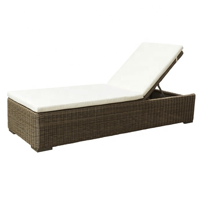 Brown Modern Exterior Pool Wicker Lounge Sunbed Furniture Outdoor Garden Patio Rattan Sun Chaise Loungers Chair