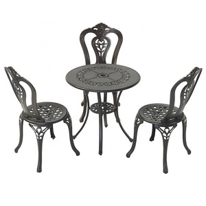 Small Dining Room Table Cafe Furniture 3 Seater Terrace Luxury Chairs Garden Cast Aluminum Round Dining Table Set