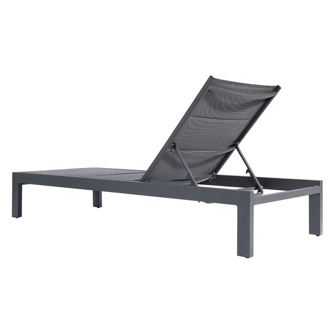 Luxury Black Outdoor Garden Sunbed Patio Exterior Aluminum Sun Lounger Lounge Chairs for Pool Side