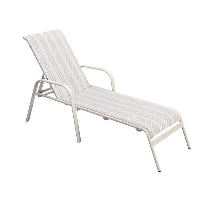 White Exterior Patio Garden Sun Lounger Sunbed Furniture Outdoor Beach Poolside Aluminium Pool Chaise Lounge Chair