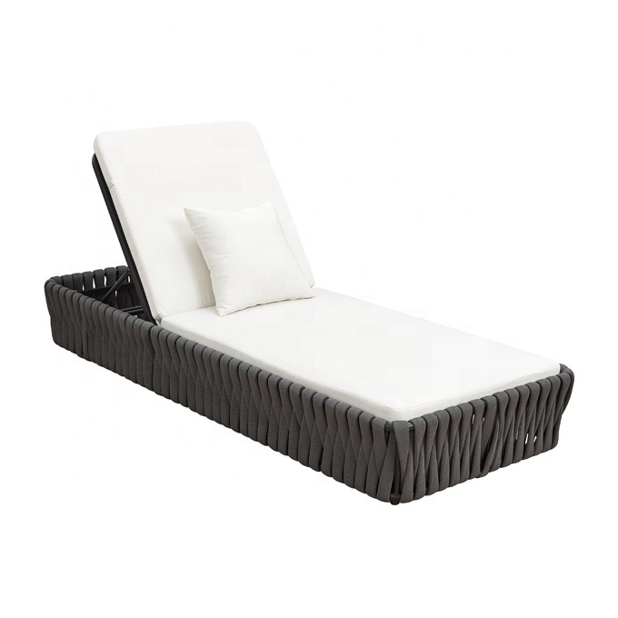 Best Luxury Grey Patio Exterior Sun Lounger Chairs Furniture Outdoor Beach Pool Rope Aluminum Chaise Lounge Sunbed