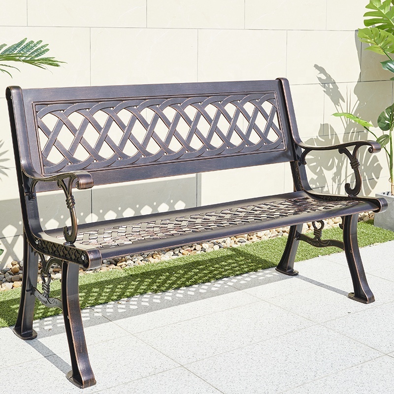 French Home Furniture Waterproof Casting Aluminum Long Garden Chairs Patio Modern Outdoor Park Benches for Seating