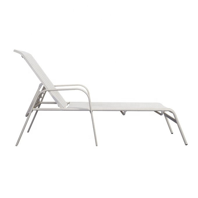 White Exterior Patio Garden Sun Lounger Sunbed Furniture Outdoor Beach Poolside Aluminium Pool Chaise Lounge Chair