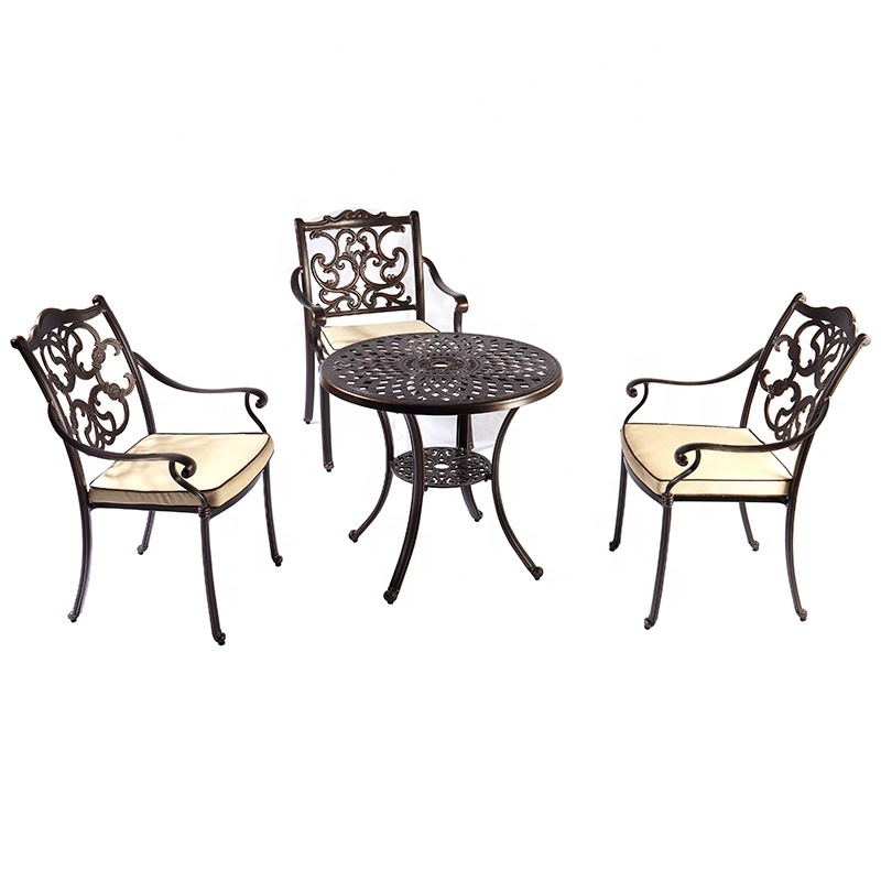 Durable Stackable Cafe Cast Small Round Table Set Backyard French Bistro Outdoor Aluminum Chair and Table for Restaurant