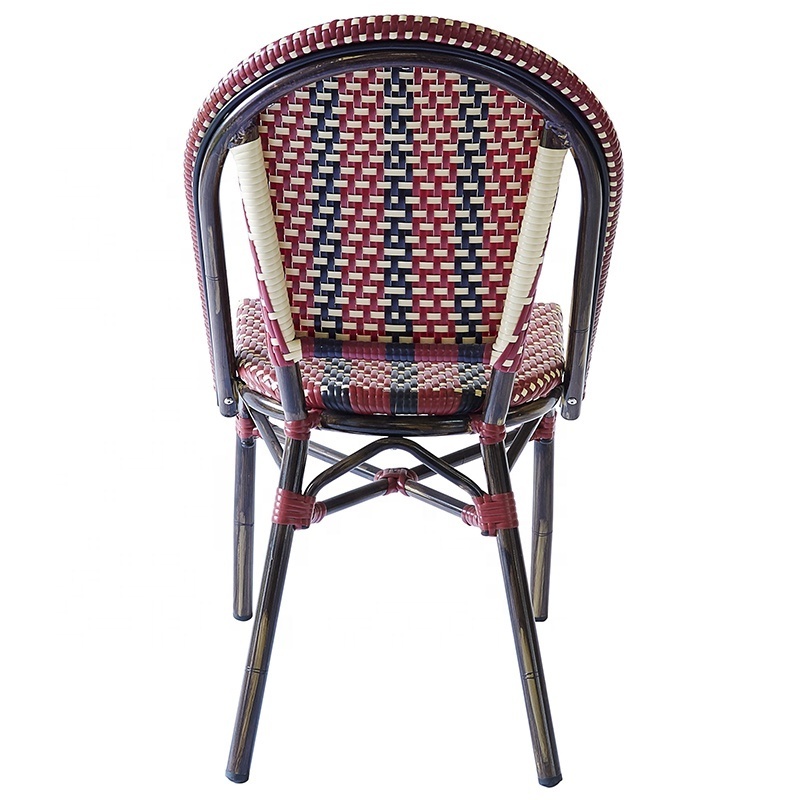 Bamboo Look French Patio Furniture Outdoor Aluminum Rattan Bistro Chair for Cafe