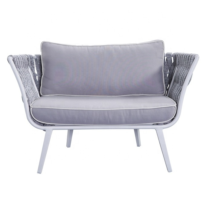 Luxury Grey Garden Loveseat Couches Furniture Outdoor Patio Aluminum Rope Sectional Sofa Set on Sale