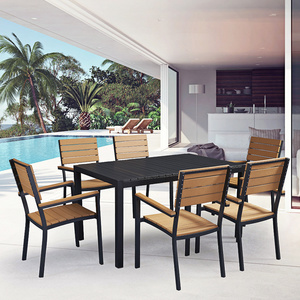 Best Modern Black 7 Piece Patio Restaurant Furniture Outdoor Garden Porch Aluminum 6 Seater Dining Tables and Chair Set