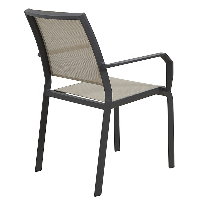 Saving Space Outdoor Heavy Duty Aluminium Restaurant Dining Chair Modern Backyard Garden Furniture Stackable Cafe Teslin Chair