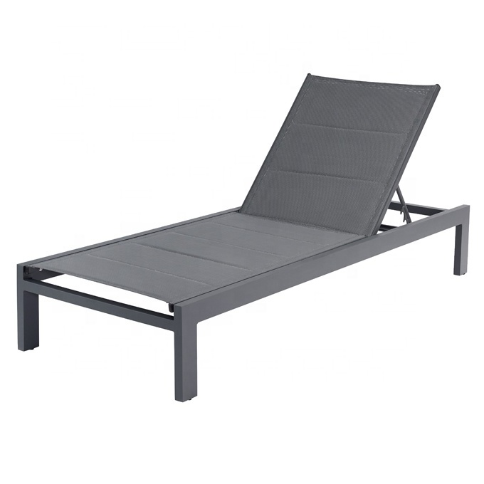 Luxury Black Outdoor Garden Sunbed Patio Exterior Aluminum Sun Lounger Lounge Chairs for Pool Side