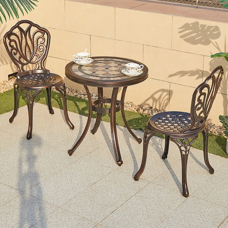 Classic Casting Aluminum Furniture Set Outdoor Patio Coffee Table and Chairs for 2