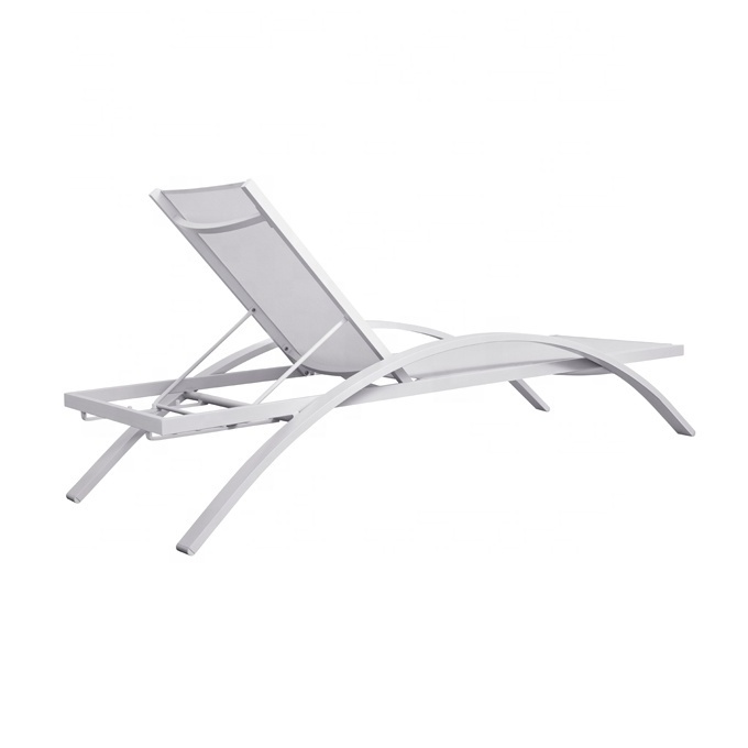 White Cheap Outside Beach Chaise Lounge Chair Sunbed Patio Garden Furniture Outdoor Pool Aluminum Sun Lounger