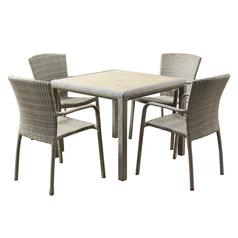 Best Backyard Patio Wicker 5 Piece Dining Set Furniture Outdoor Patio Rattan Aluminum 4 Chairs Table for Restaurant