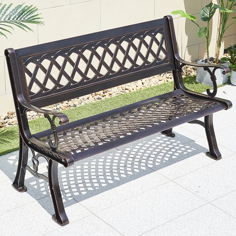 French Home Furniture Waterproof Casting Aluminum Long Garden Chairs Patio Modern Outdoor Park Benches for Seating