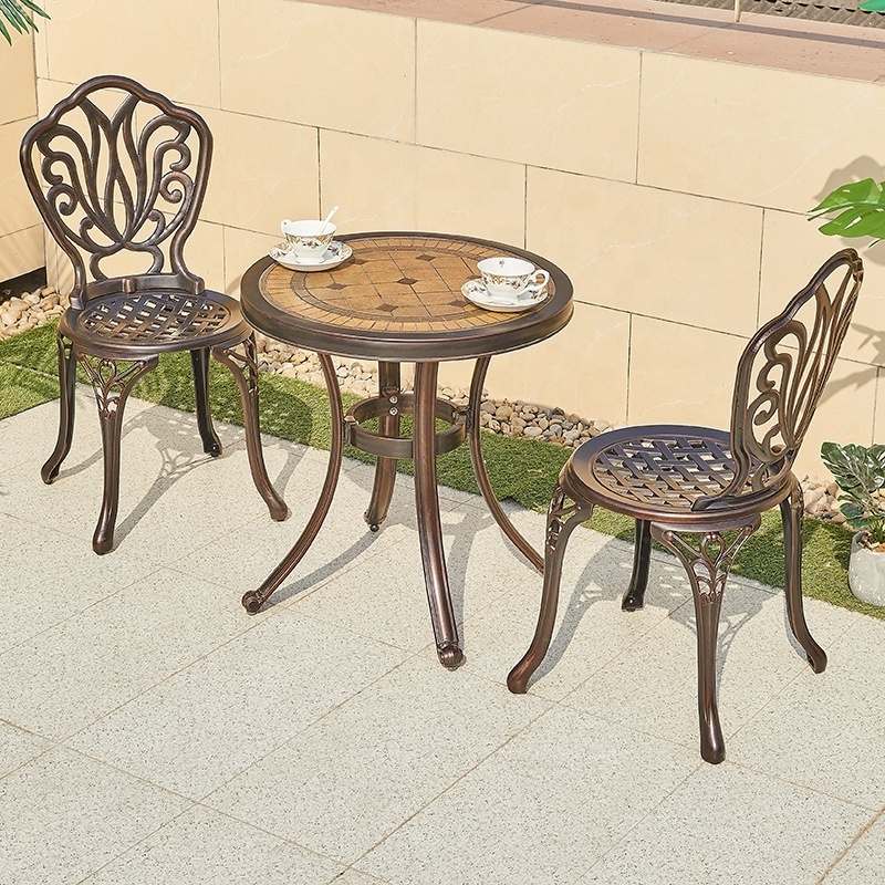 Classic Casting Aluminum Furniture Set Outdoor Patio Coffee Table and Chairs for 2