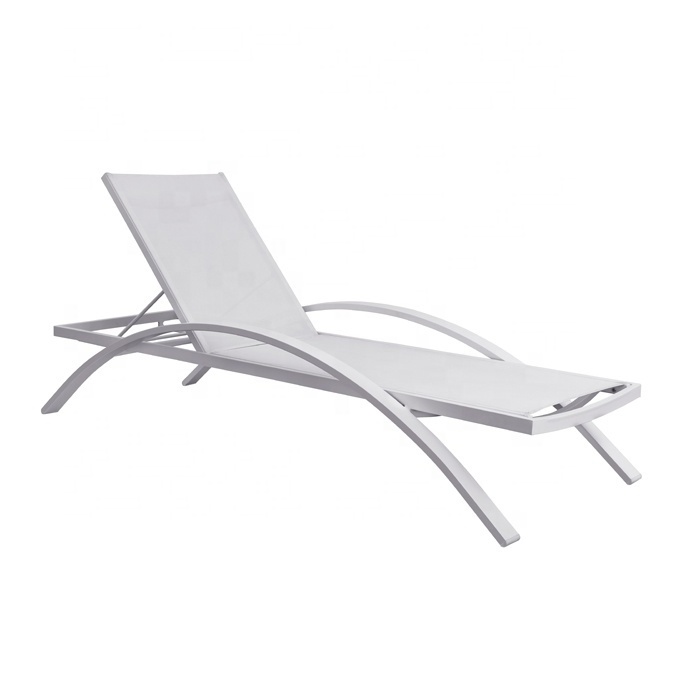 White Cheap Outside Beach Chaise Lounge Chair Sunbed Patio Garden Furniture Outdoor Pool Aluminum Sun Lounger