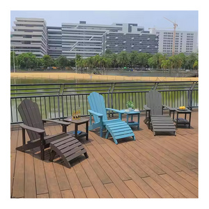 Waterproof Beach Leisure Chair Side Table Garden Furniture Outdoor Folding Acacia Plastic Wood Adirondack Chair with Ottoman