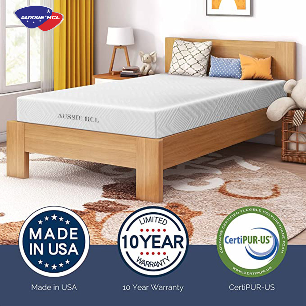 Twin Size Customized Size Gel Foam Natural Latex in a Box Mattresses, Breathable Removable Quilted Cover,  White Color Mattress