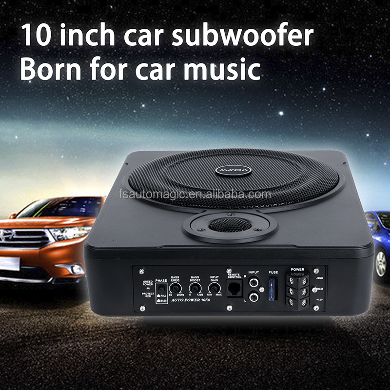 Auto Magic Cube QD108 spot professional mini powerful bass rms Car Audio active 12V 10 Inch Speaker under seat slim Subwoofer