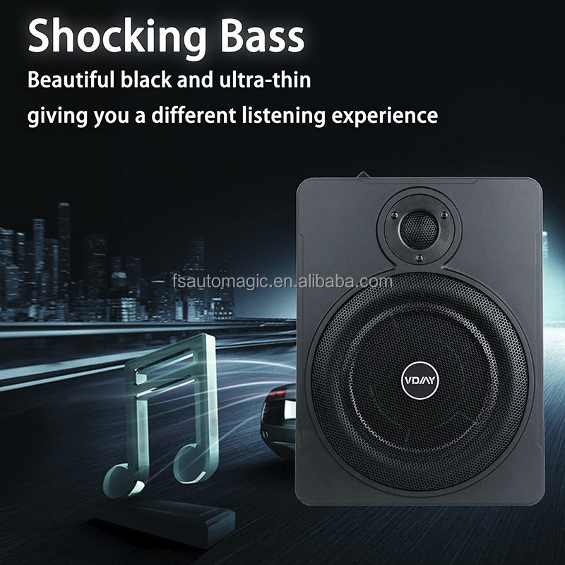 Auto Magic Cube QD108 spot professional mini powerful bass rms Car Audio active 12V 10 Inch Speaker under seat slim Subwoofer